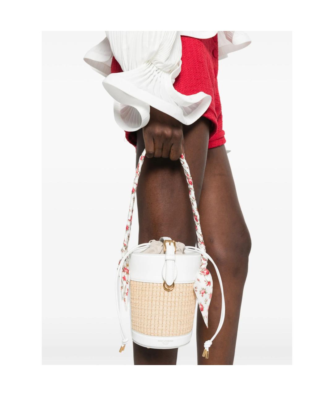 DOLCE&GABBANA Бежевая плетеная сумка через плечо, фото 5