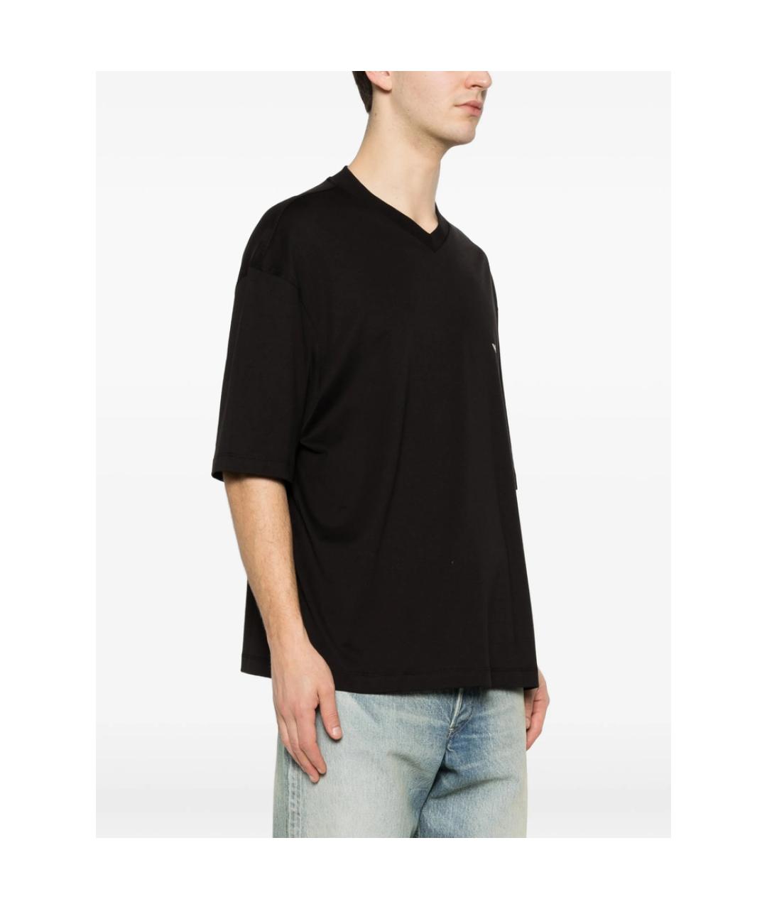 EMPORIO ARMANI Черная хлопковая футболка, фото 3