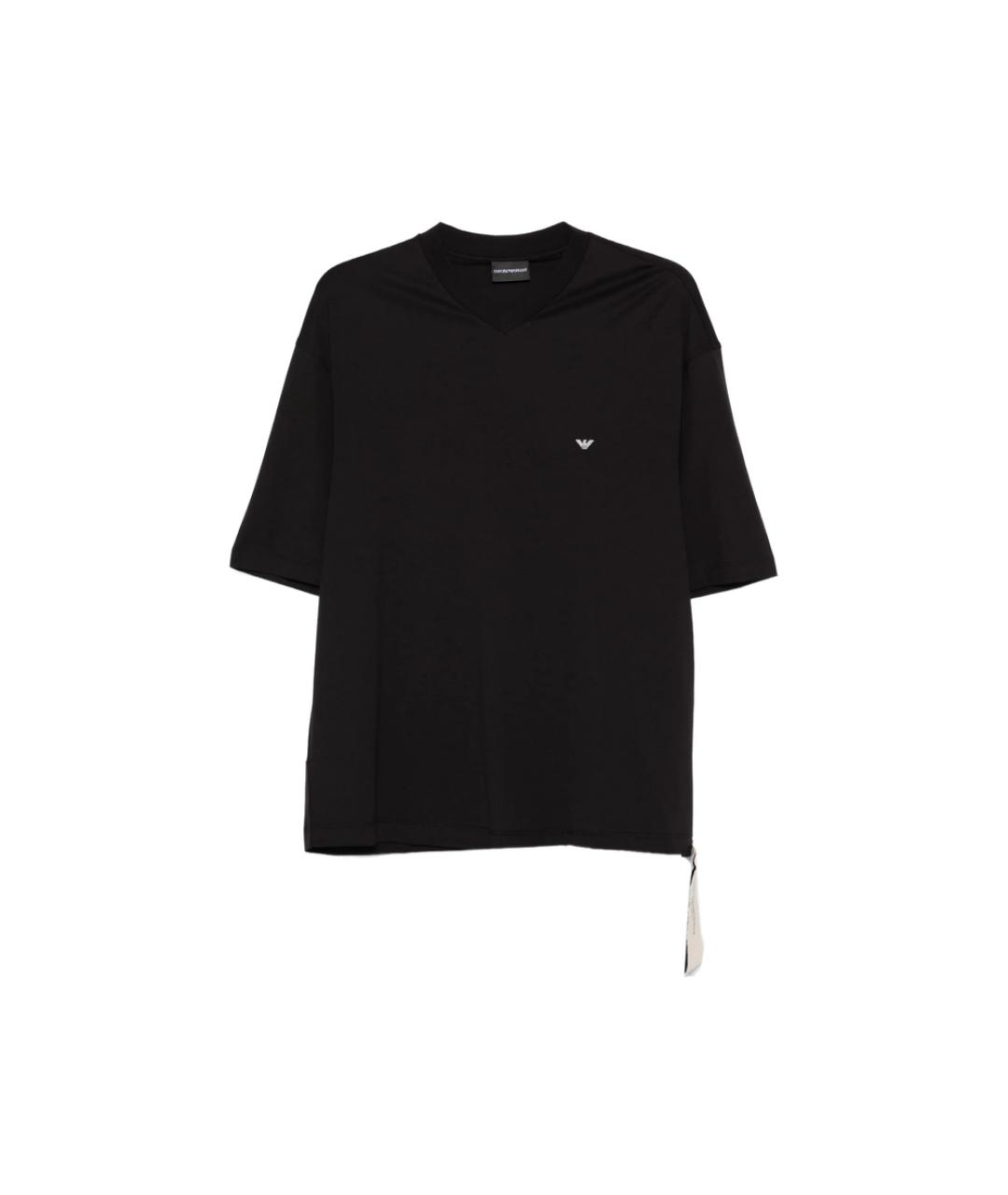 EMPORIO ARMANI Черная хлопковая футболка, фото 1