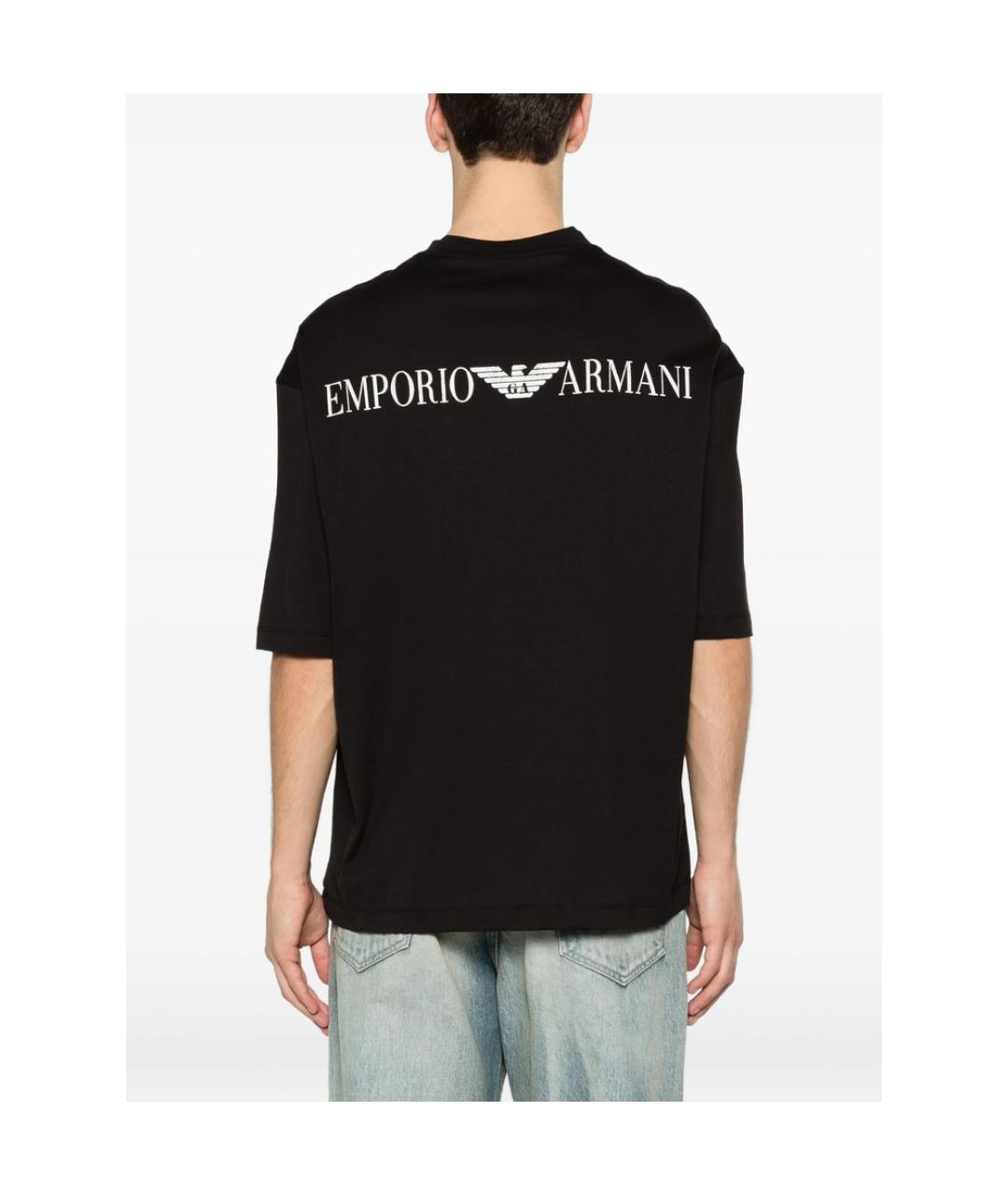 EMPORIO ARMANI Черная хлопковая футболка, фото 5