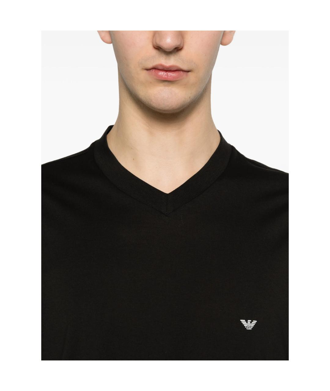 EMPORIO ARMANI Черная хлопковая футболка, фото 2
