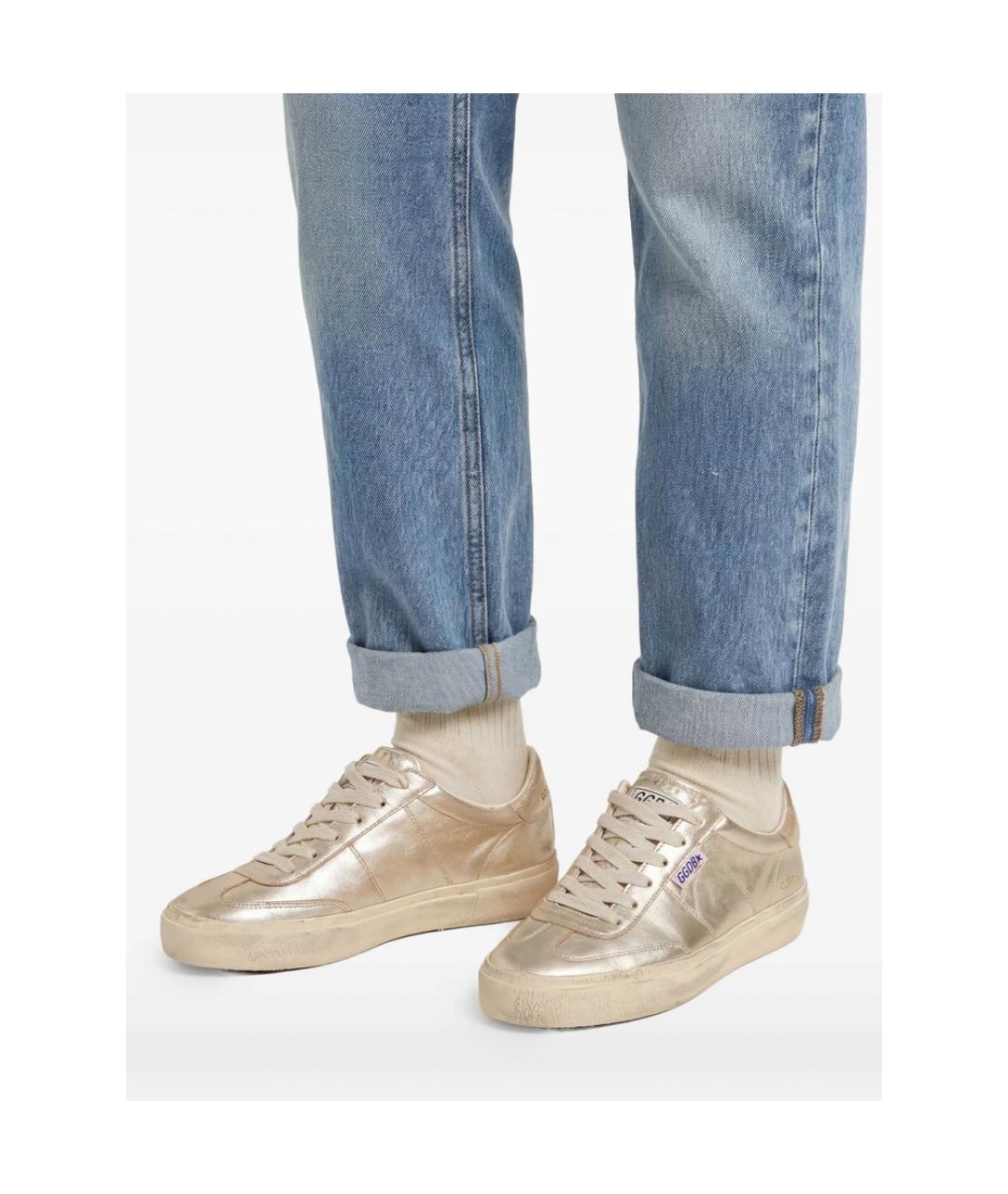 GOLDEN GOOSE Золотые кожаные кеды, фото 5