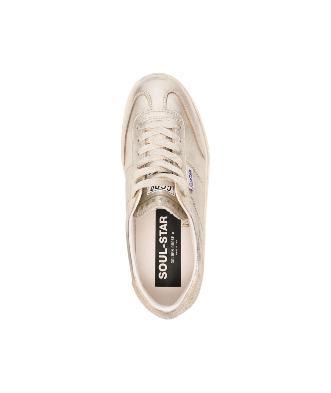 GOLDEN GOOSE Золотые кожаные кеды, фото 4
