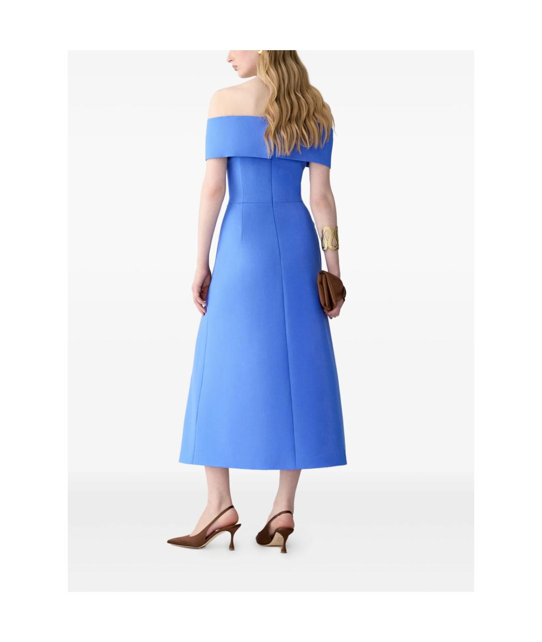 CAROLINA HERRERA Синее шерстяное коктейльное платье, фото 3