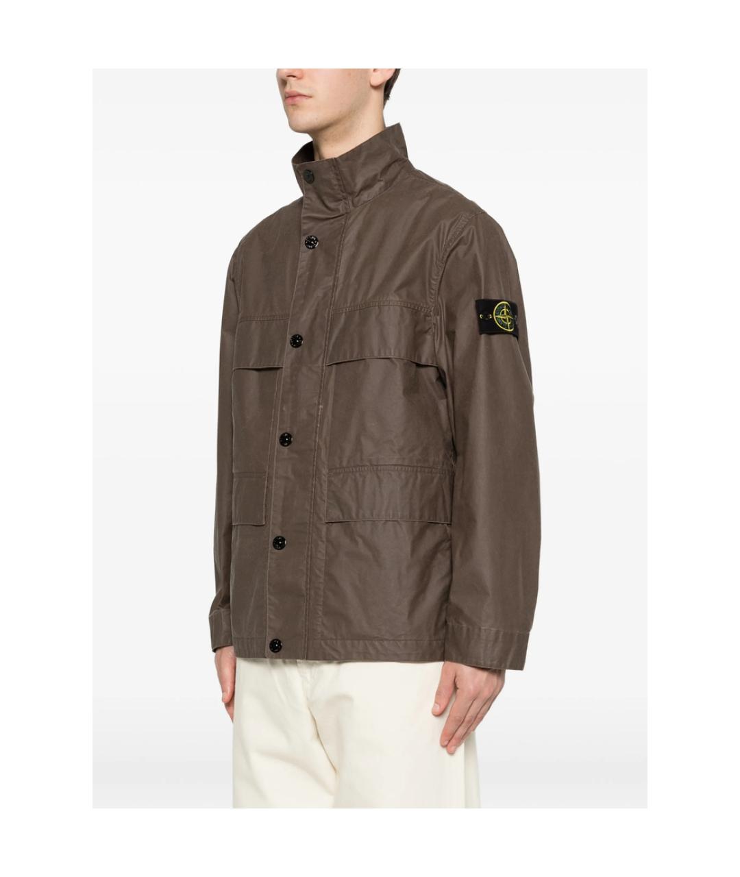 STONE ISLAND Коричневая полиэстеровая куртка, фото 4