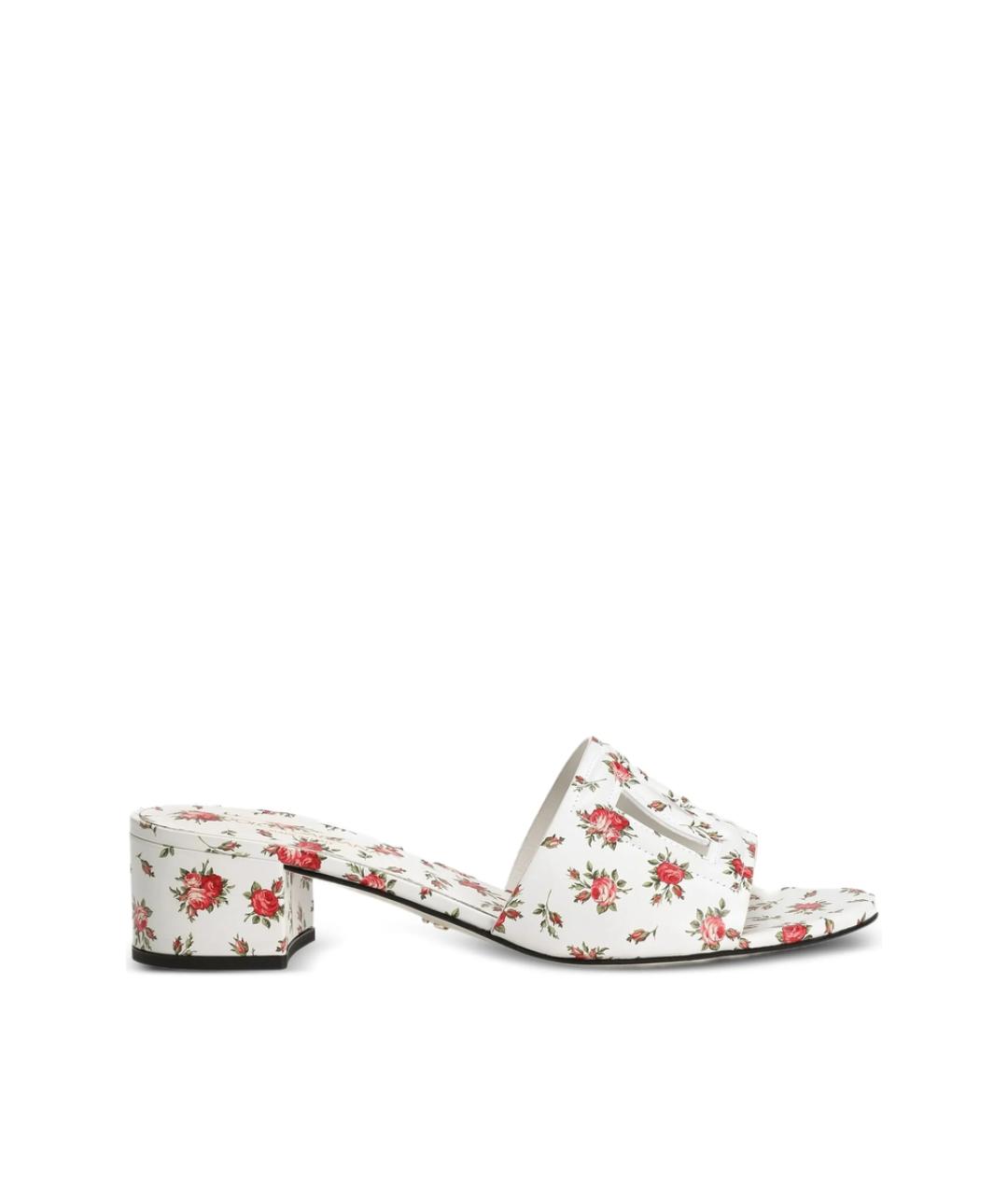 DOLCE&GABBANA Белые кожаные мюли, фото 1
