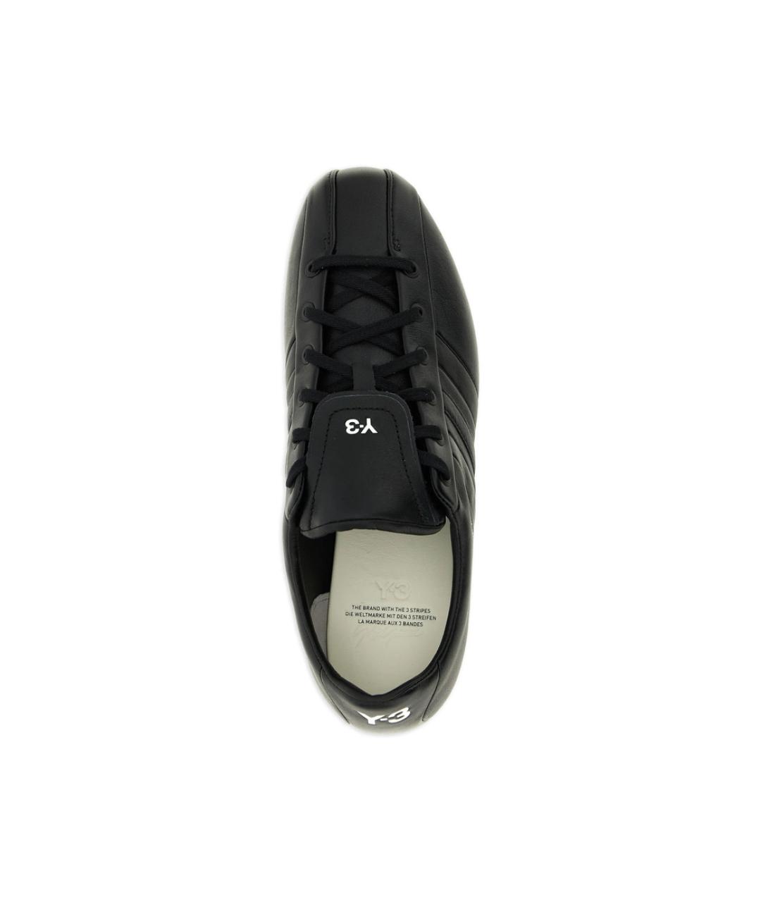 Y-3 Черные кожаные низкие кроссовки / кеды, фото 4