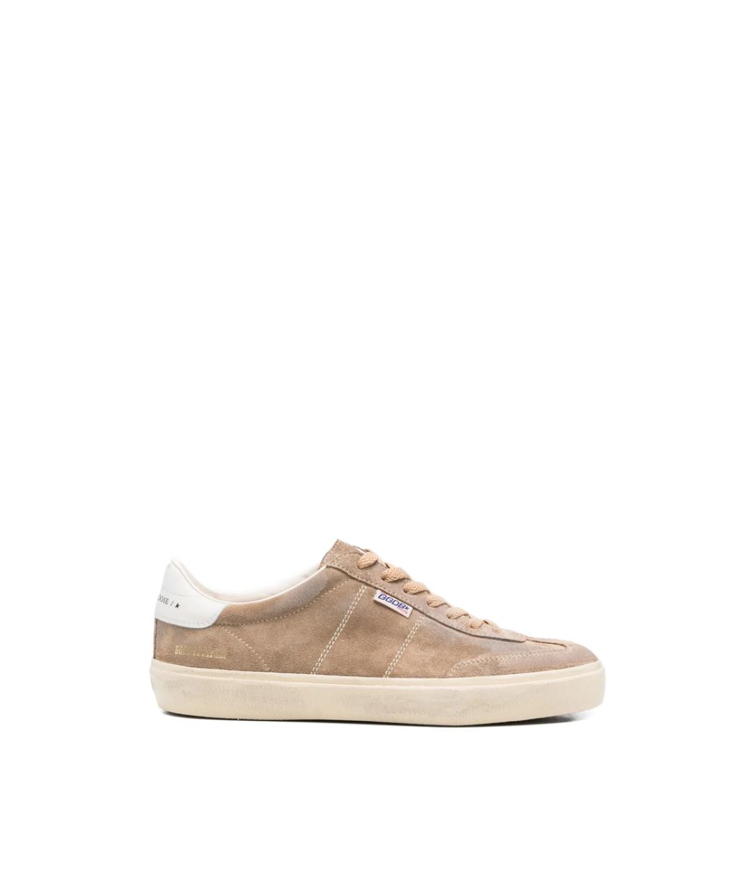 GOLDEN GOOSE Бежевые замшевые низкие кроссовки / кеды, фото 1