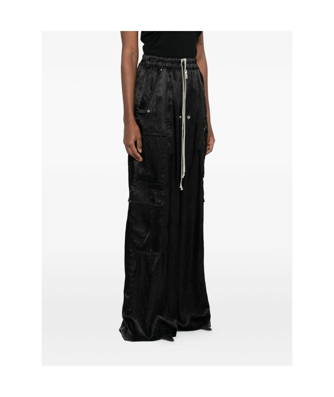 RICK OWENS Черные хлопковые прямые брюки, фото 4