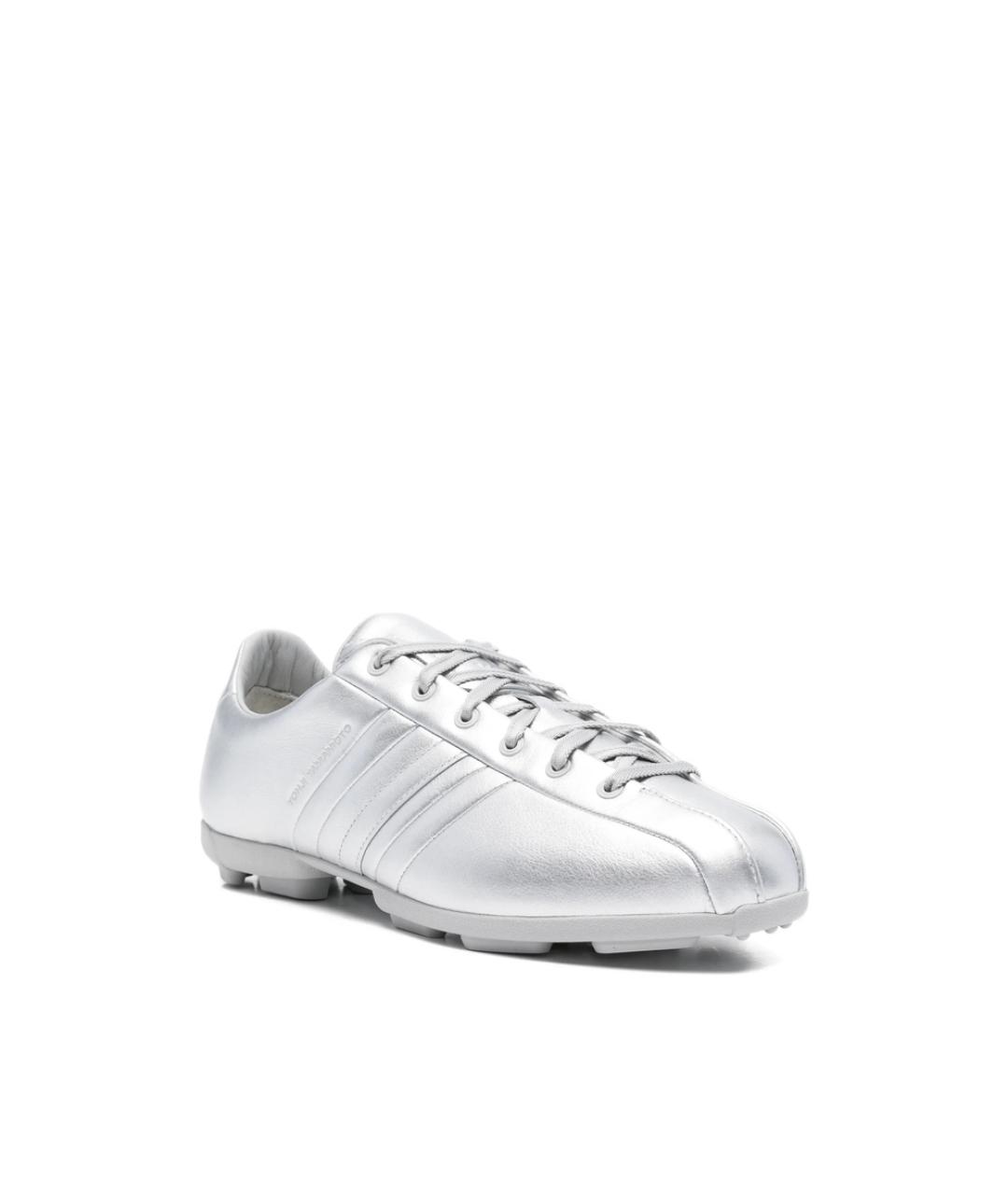 Y-3 Серебряные кожаные низкие кроссовки / кеды, фото 4