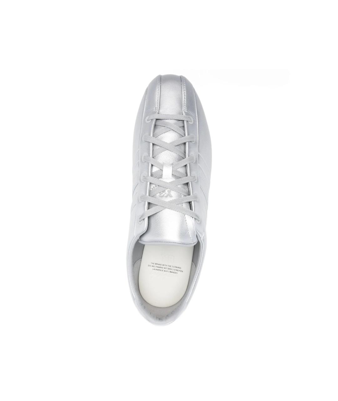 Y-3 Серебряные кожаные низкие кроссовки / кеды, фото 3