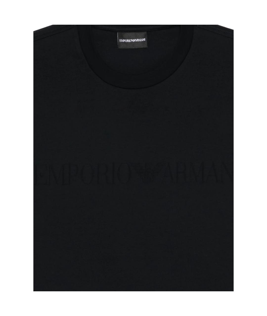 EMPORIO ARMANI Черная хлопковая футболка, фото 3
