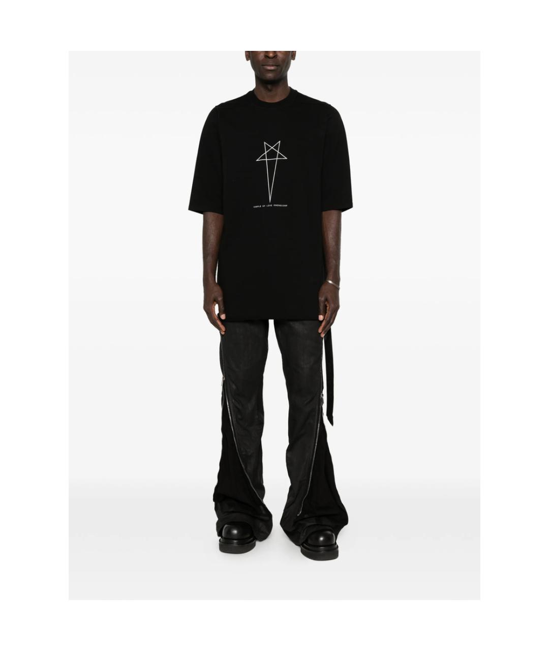 RICK OWENS DRKSHDW Черная хлопковая футболка, фото 4