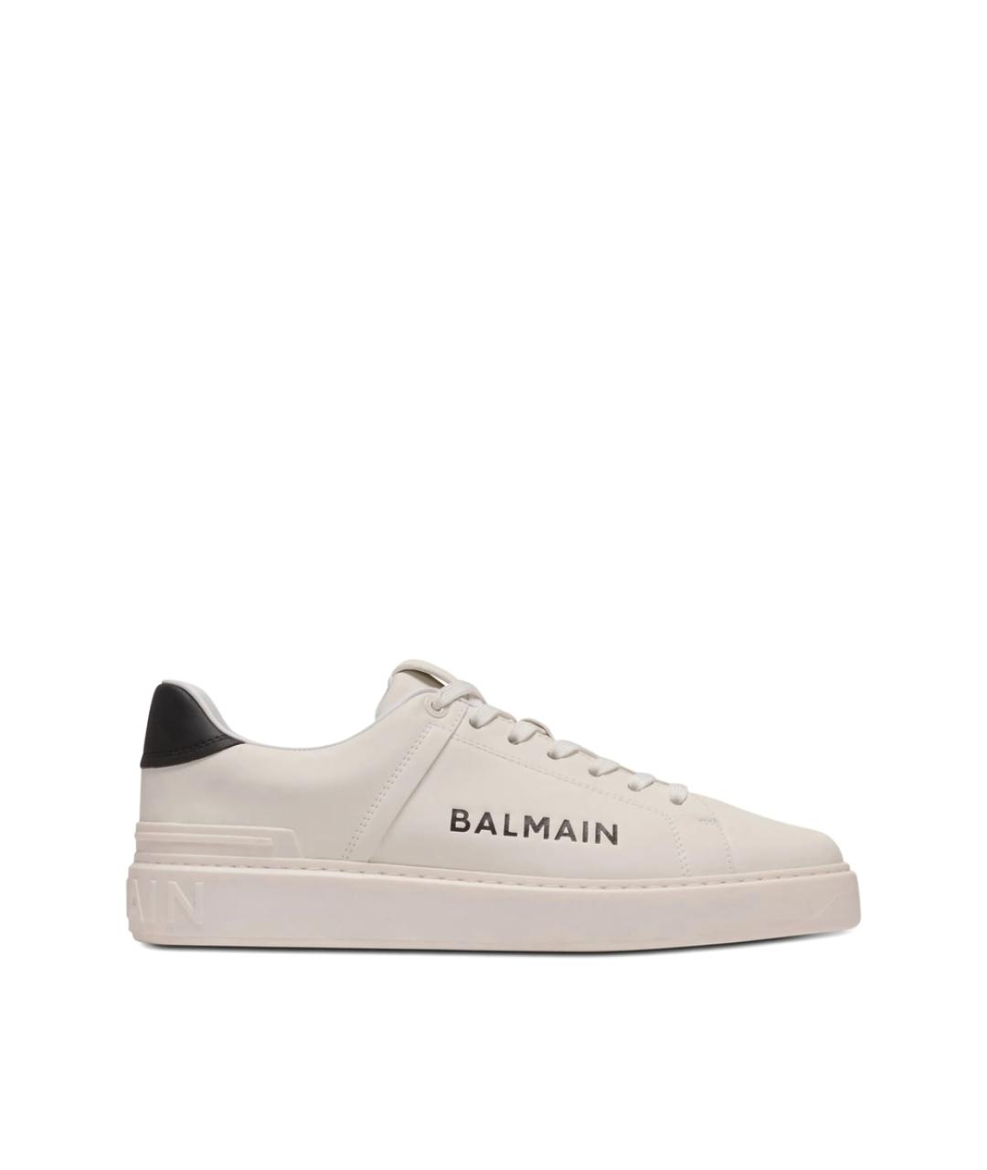BALMAIN Белые кожаные низкие кроссовки / кеды, фото 1