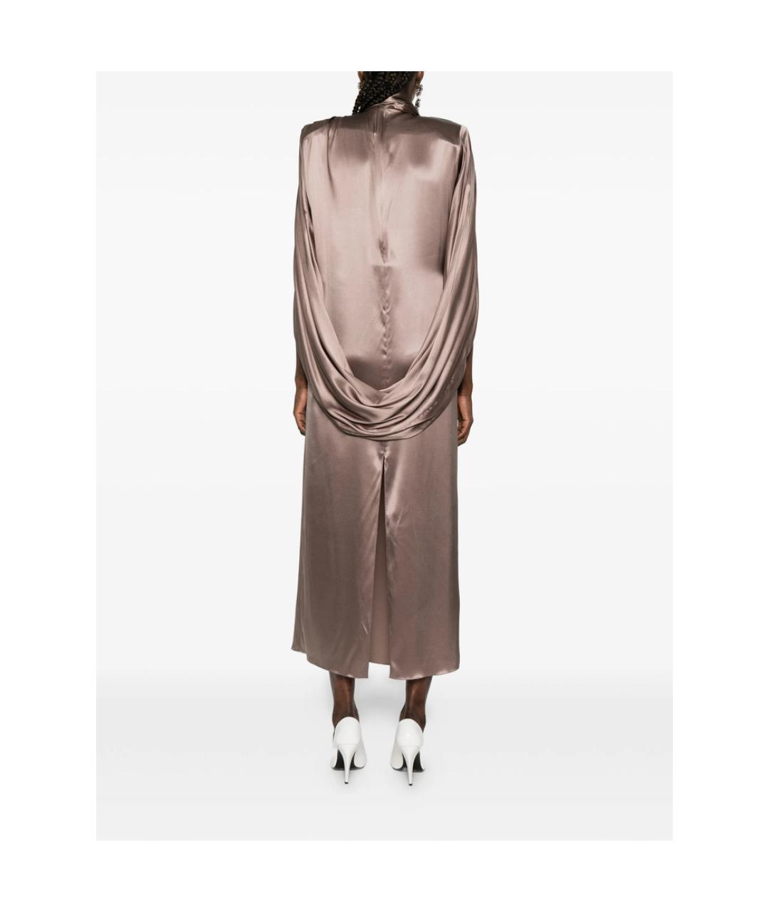 MUGLER Коричневое шелковое вечернее платье, фото 5