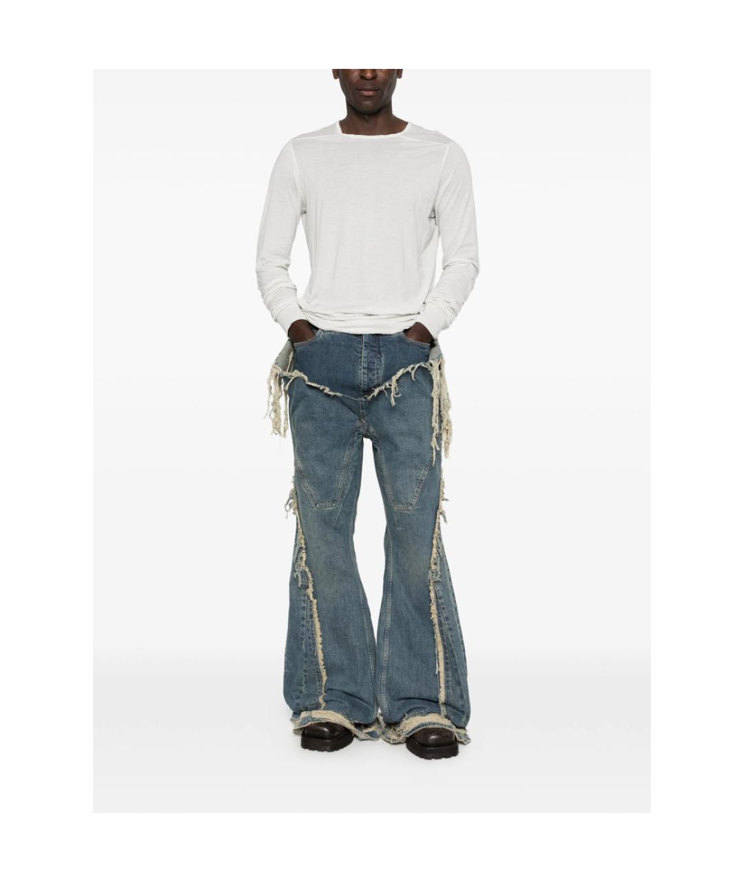 RICK OWENS DRKSHDW Синие хлопковые прямые джинсы, фото 2