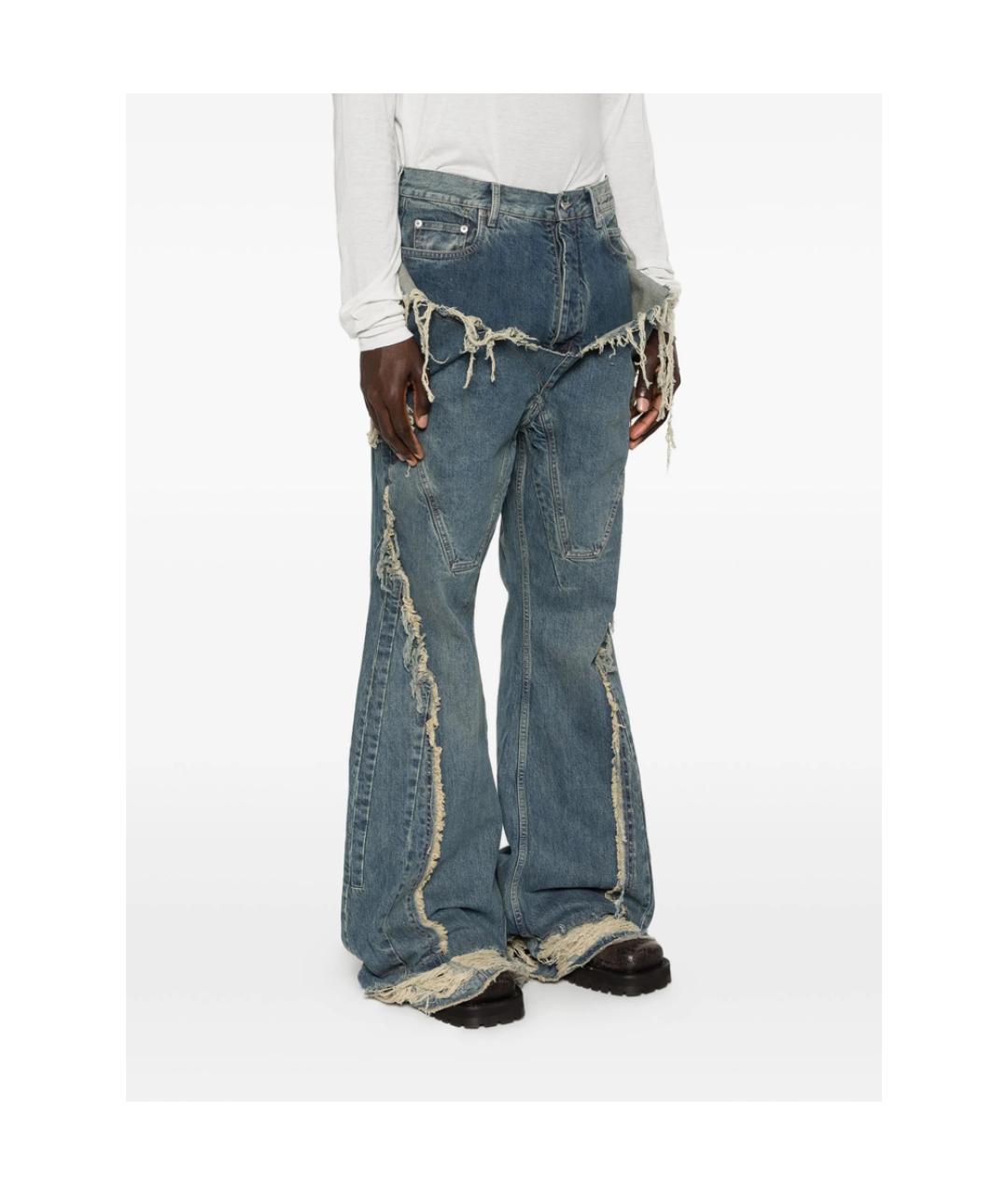 RICK OWENS DRKSHDW Синие хлопковые прямые джинсы, фото 4