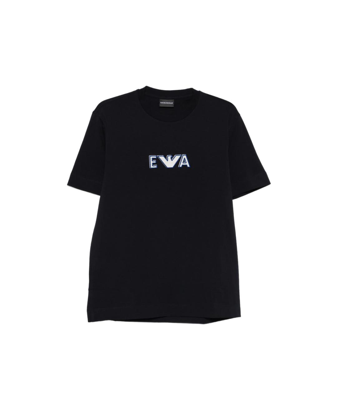EMPORIO ARMANI Синяя хлопковая футболка, фото 1