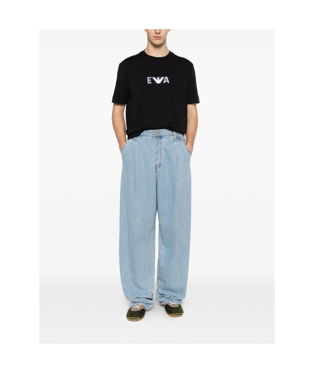 EMPORIO ARMANI Синяя хлопковая футболка, фото 5