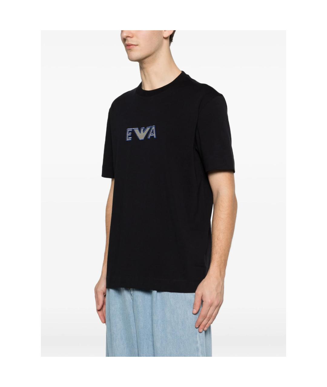 EMPORIO ARMANI Синяя хлопковая футболка, фото 3