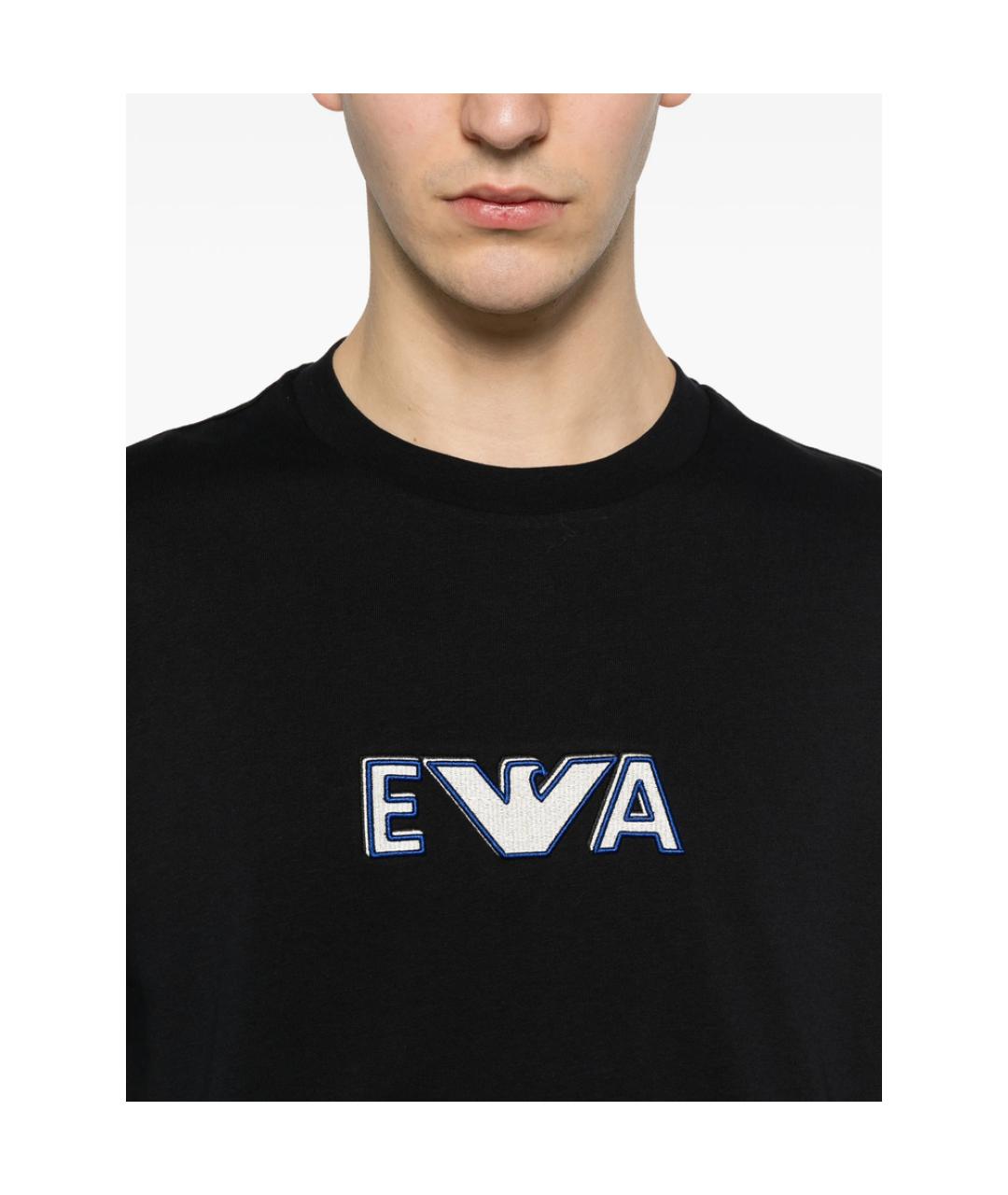 EMPORIO ARMANI Синяя хлопковая футболка, фото 2