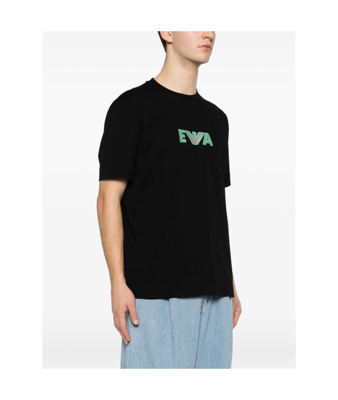 EMPORIO ARMANI Черная хлопковая футболка, фото 2