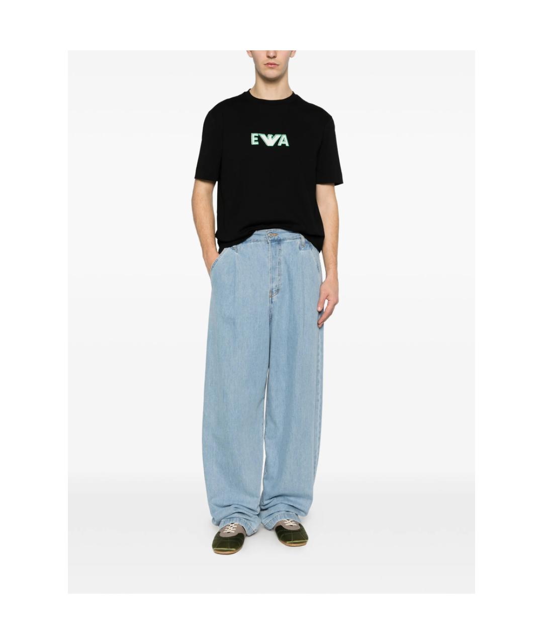 EMPORIO ARMANI Черная хлопковая футболка, фото 3