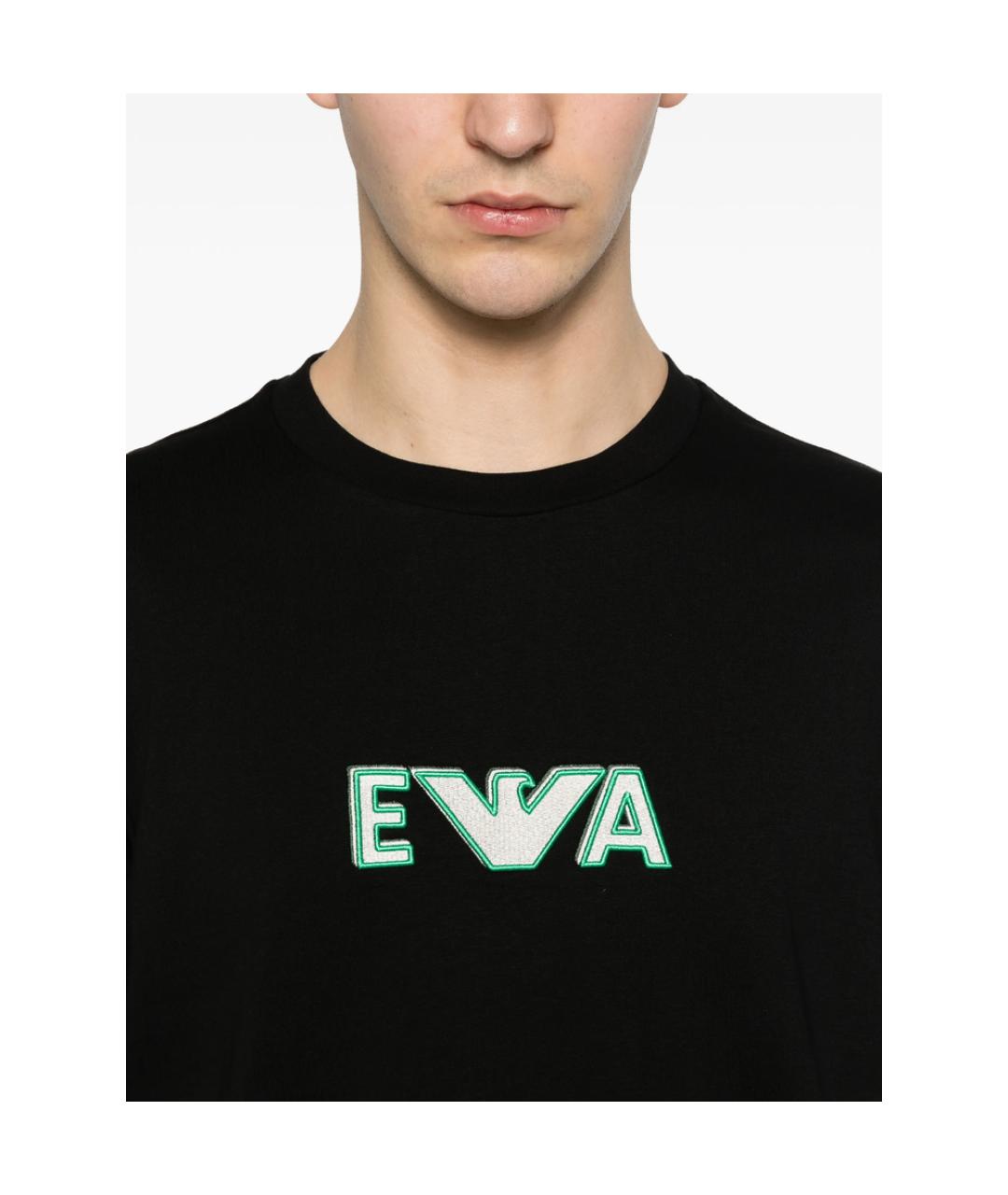 EMPORIO ARMANI Черная хлопковая футболка, фото 4