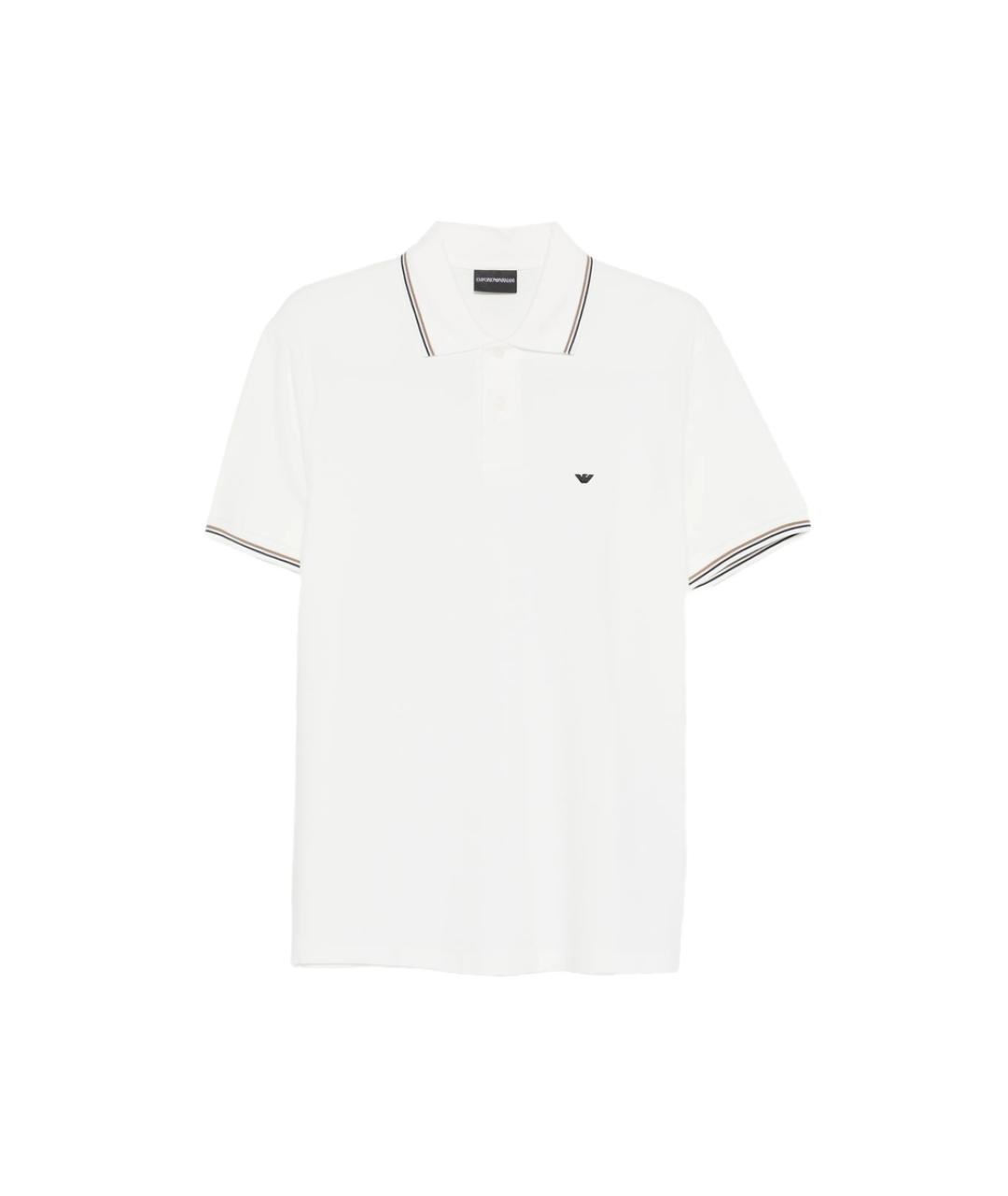EMPORIO ARMANI Белое хлопковое поло с коротким рукавом, фото 1