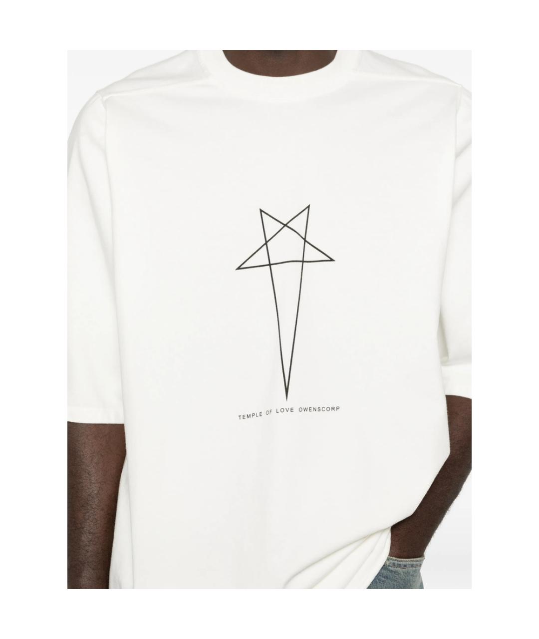 RICK OWENS DRKSHDW Белая хлопковая футболка, фото 3