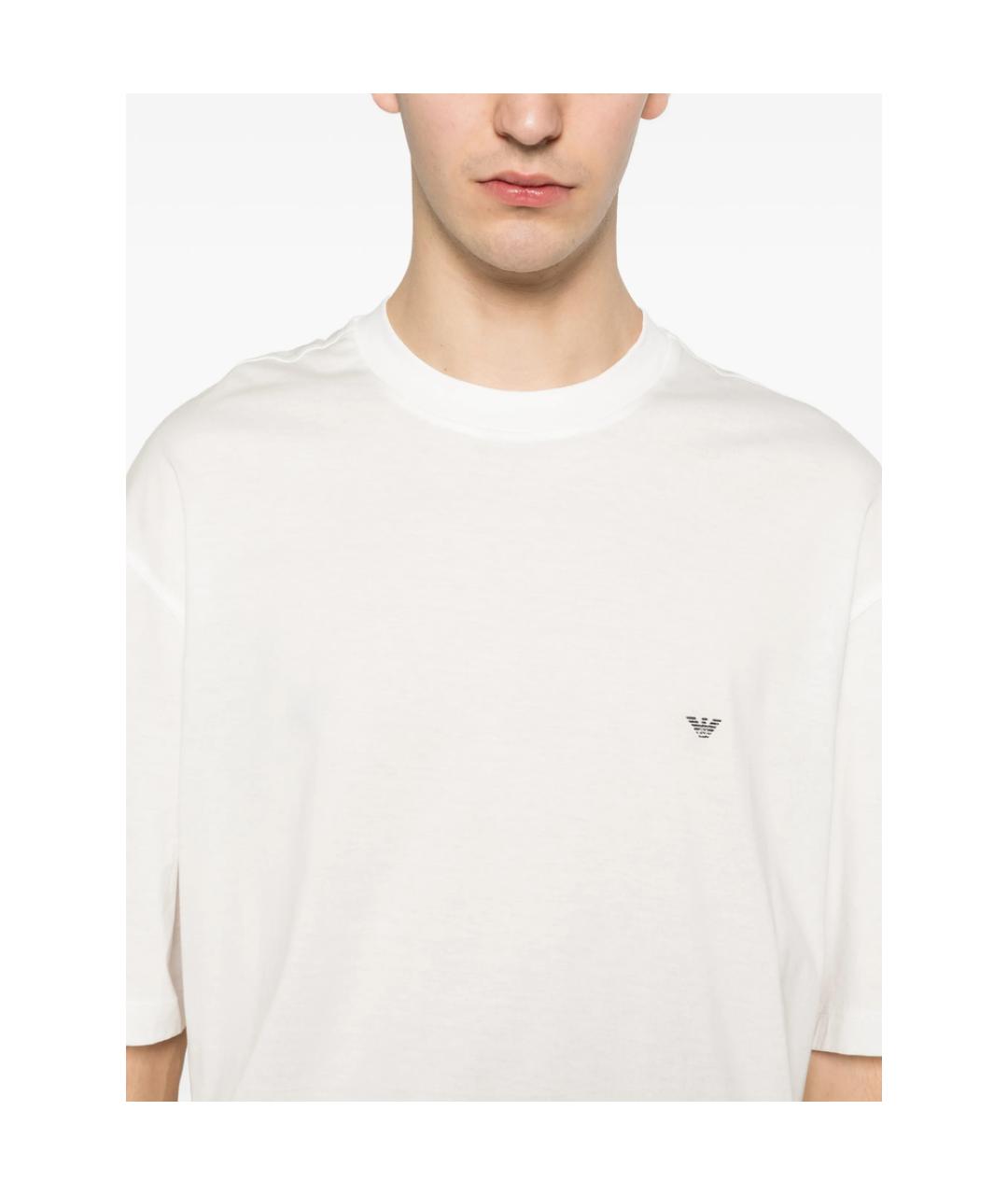 EMPORIO ARMANI Белая хлопковая футболка, фото 2