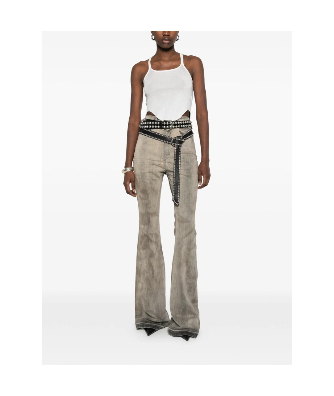 RICK OWENS DRKSHDW Бежевые хлопковые джинсы клеш, фото 2