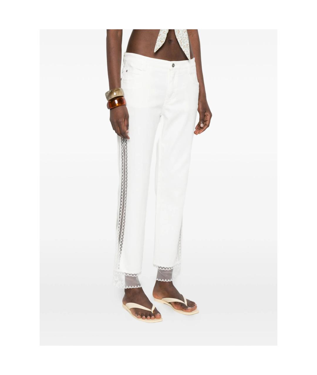 ERMANNO SCERVINO Белые хлопковые прямые джинсы, фото 4