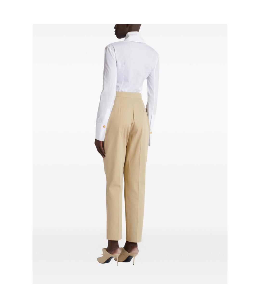 BALMAIN Бежевые хлопковые брюки узкие, фото 3