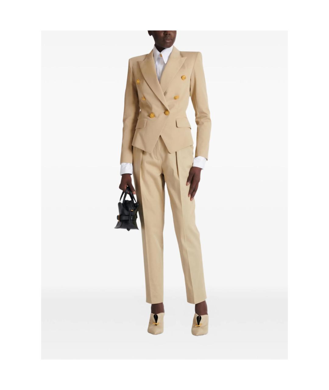 BALMAIN Бежевые хлопковые брюки узкие, фото 6