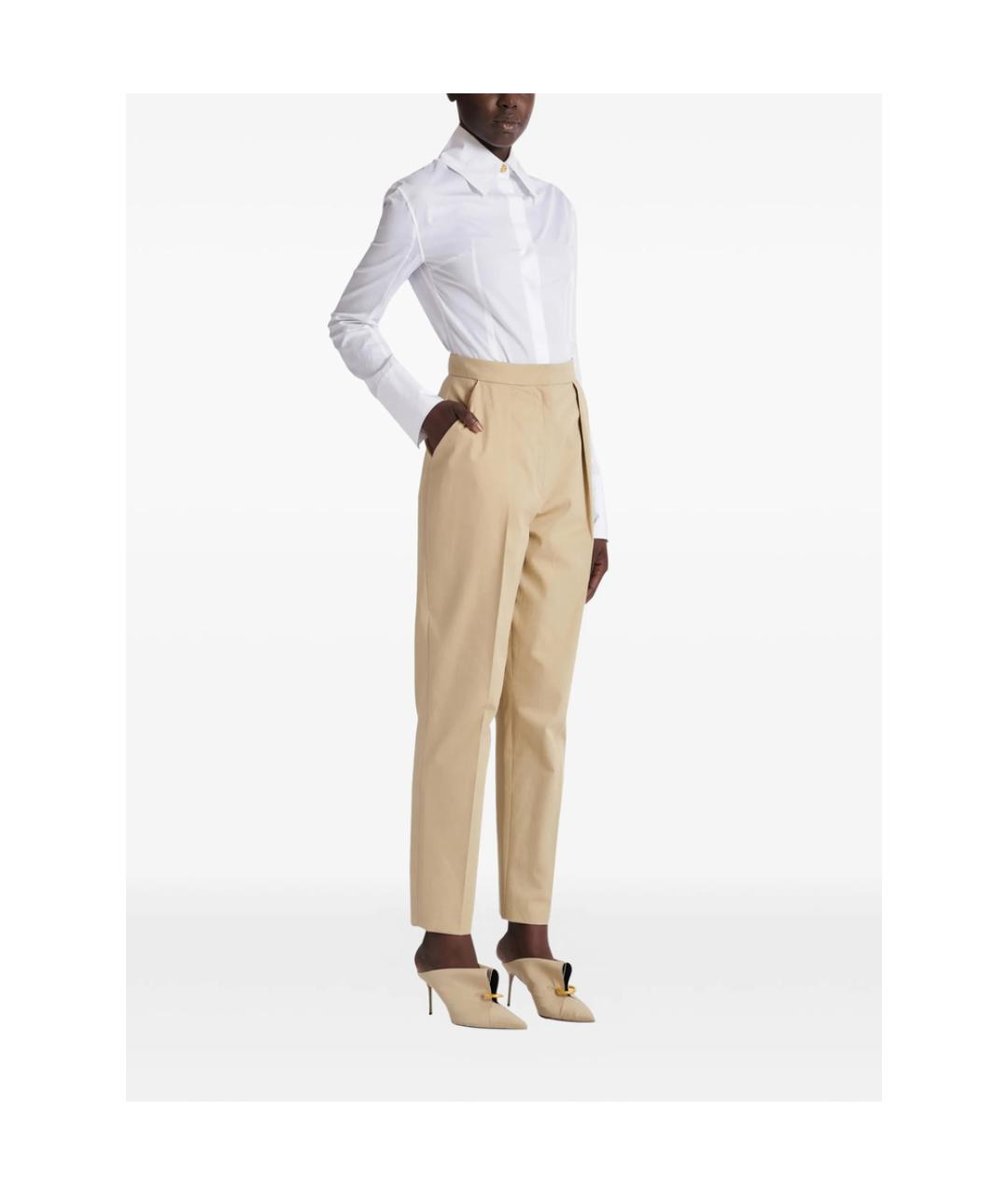 BALMAIN Бежевые хлопковые брюки узкие, фото 4