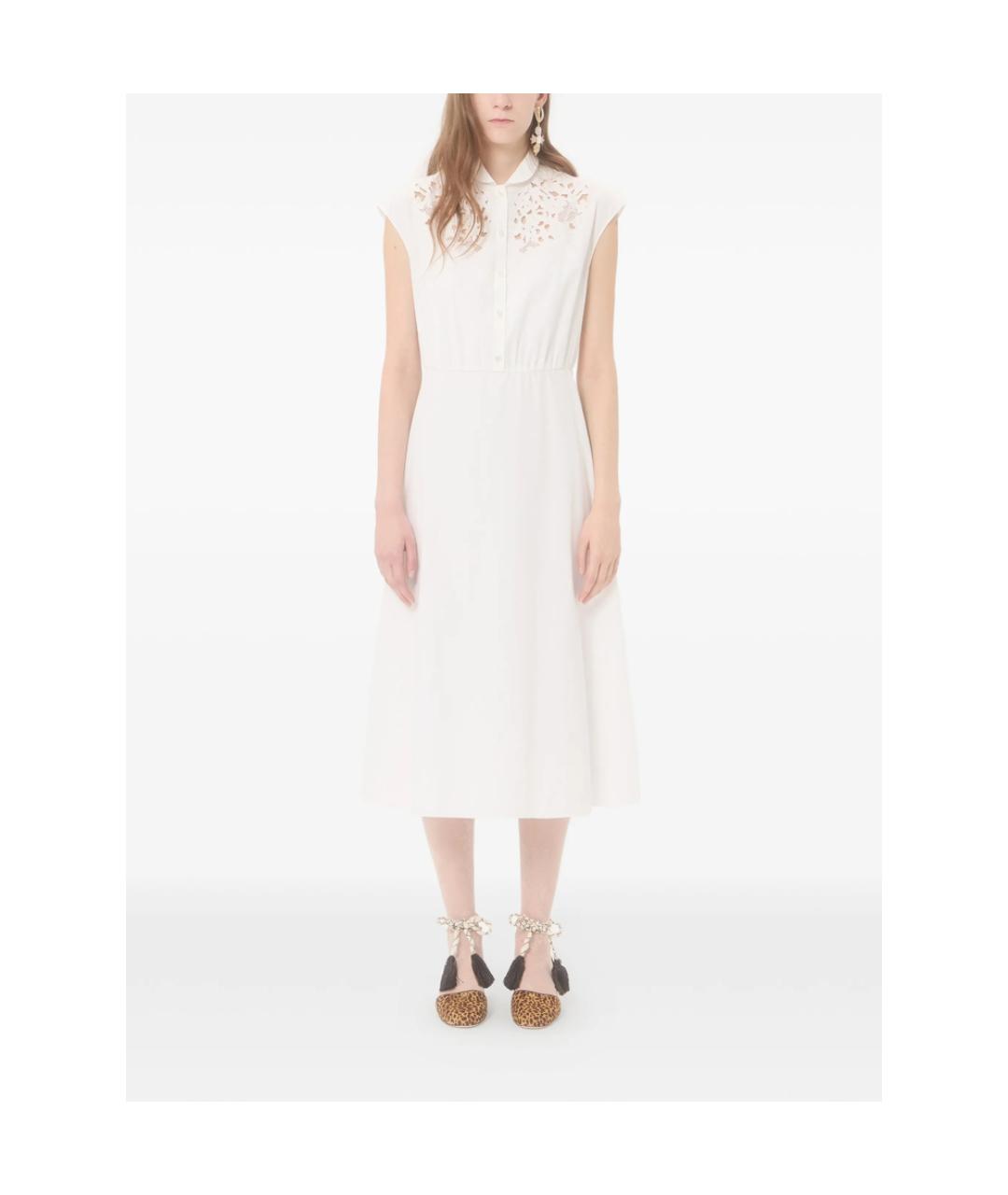 VALENTINO Белое хлопковое повседневное платье, фото 2