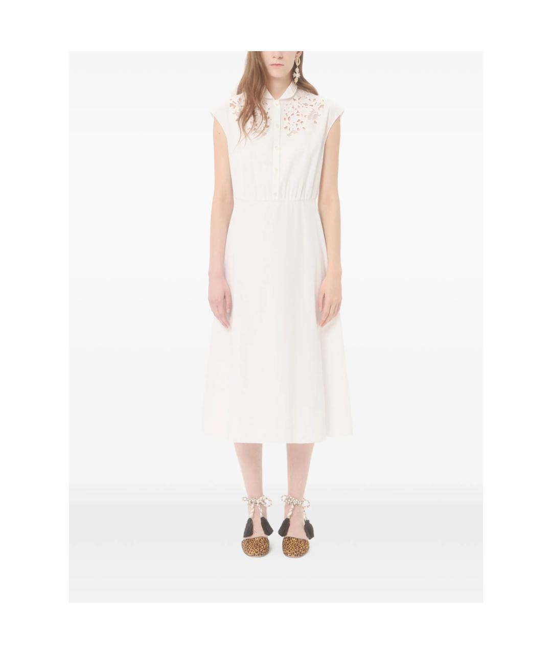 VALENTINO Белое хлопковое повседневное платье, фото 6