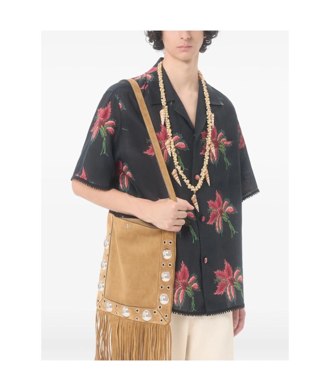 VALENTINO Темно-синяя льняная кэжуал рубашка, фото 3