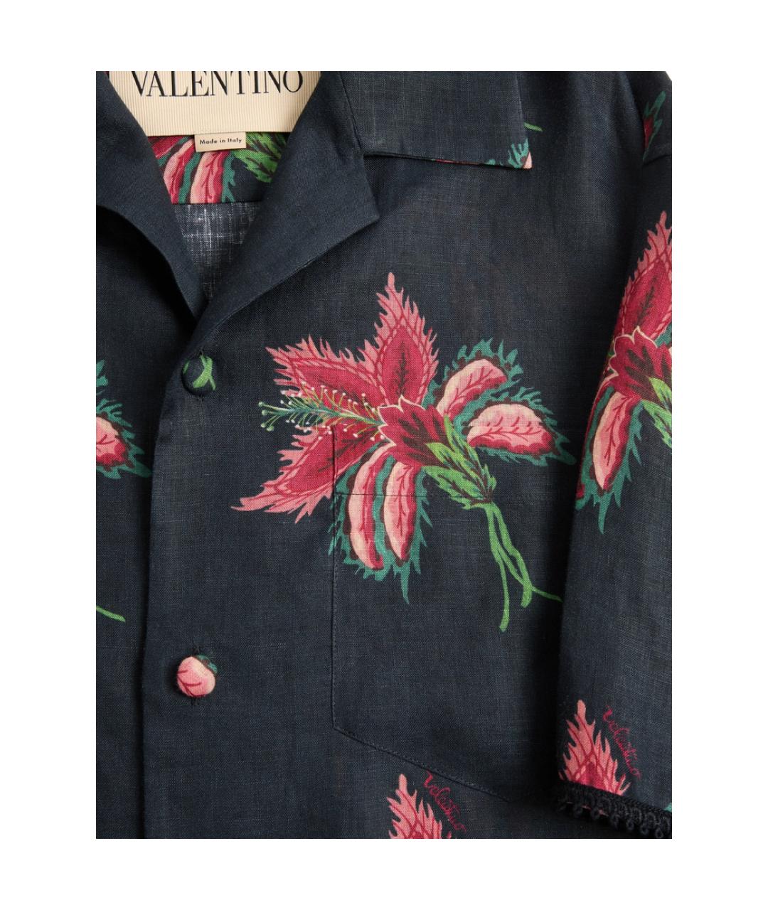 VALENTINO Темно-синяя льняная кэжуал рубашка, фото 4