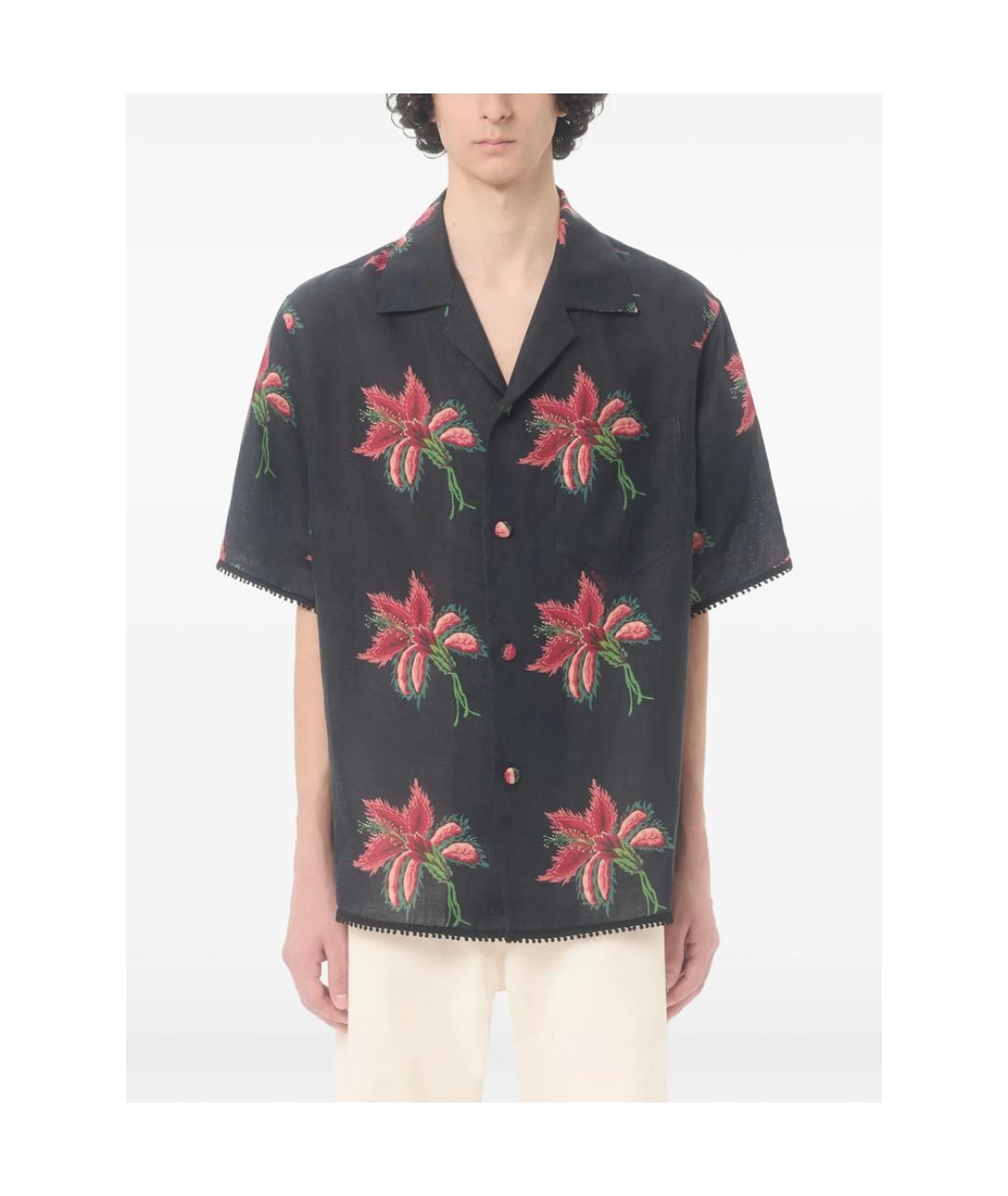 VALENTINO Темно-синяя льняная кэжуал рубашка, фото 5