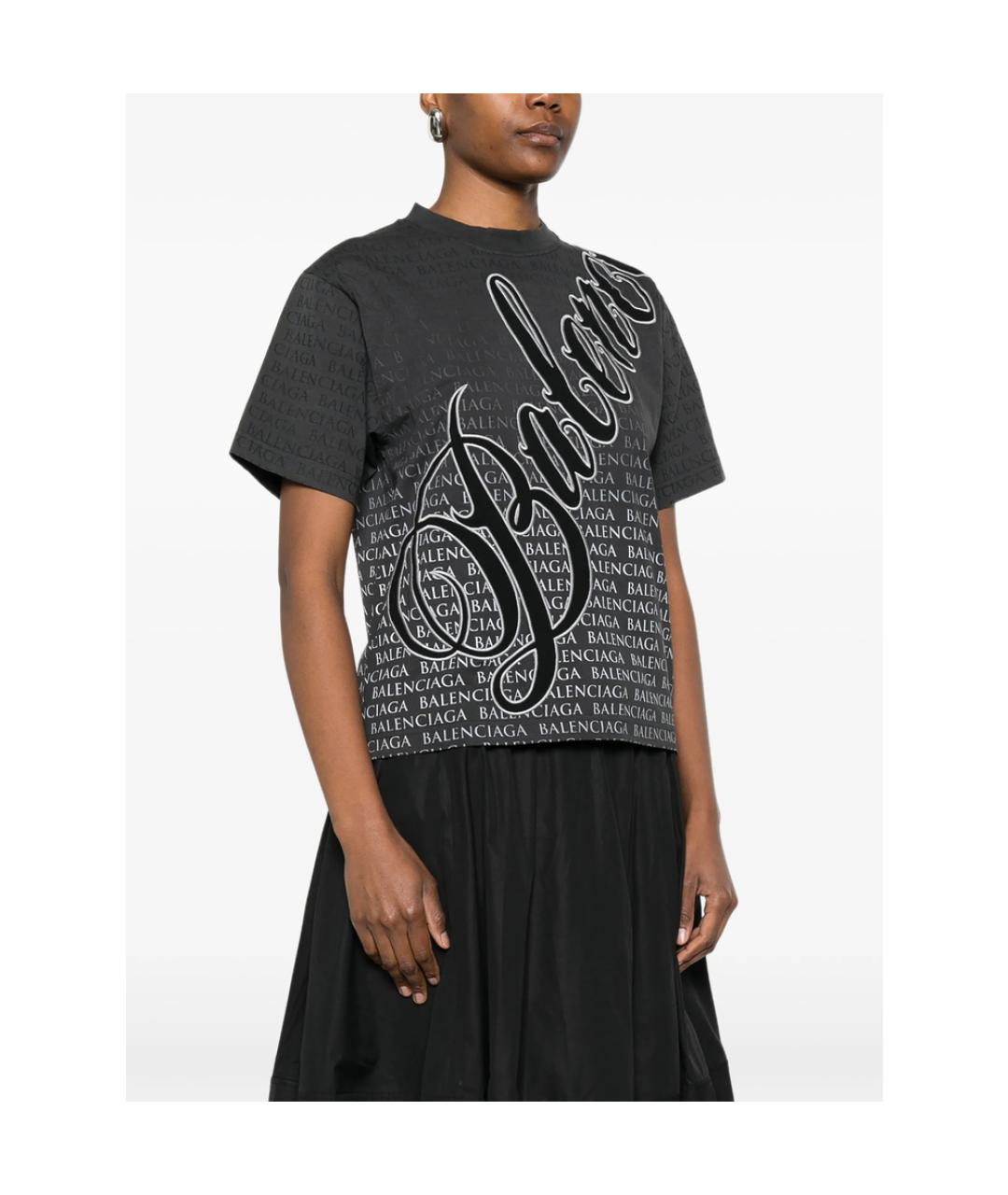 BALENCIAGA Черная хлопковая футболка, фото 5