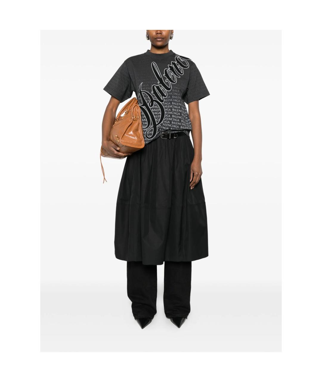 BALENCIAGA Черная хлопковая футболка, фото 2