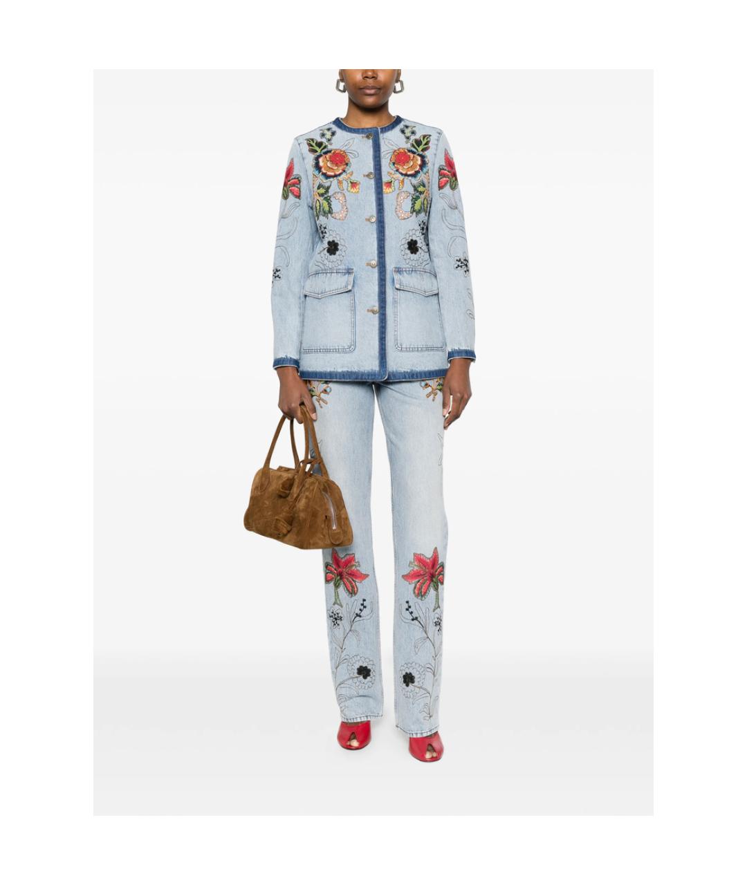 VALENTINO Голубые хлопковые прямые джинсы, фото 4