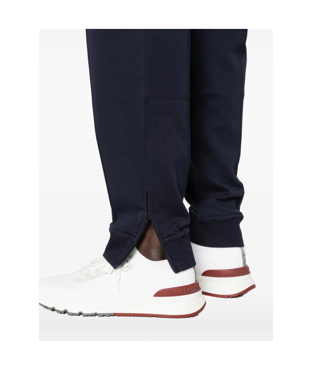 BRUNELLO CUCINELLI Синие хлопковые повседневные брюки, фото 5