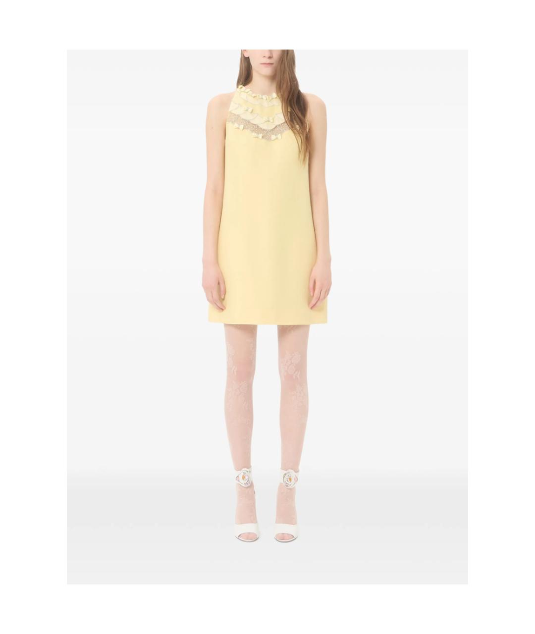 VALENTINO Желтое шерстяное повседневное платье, фото 2