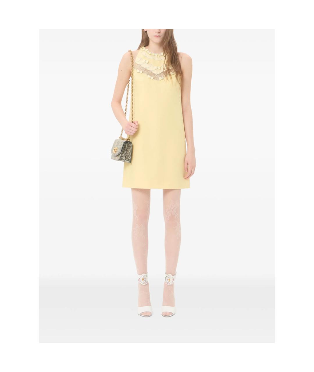 VALENTINO Желтое шерстяное повседневное платье, фото 5