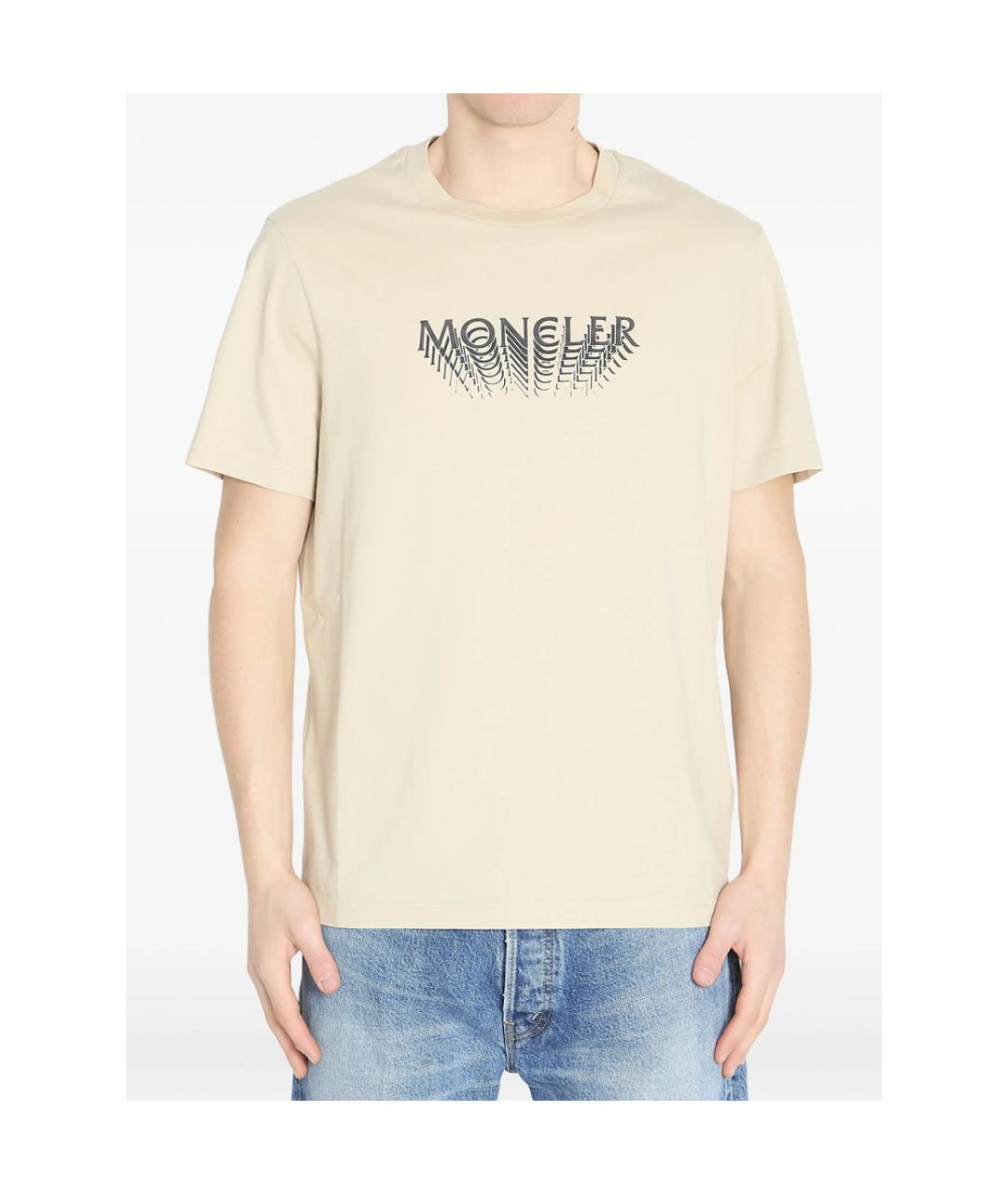 MONCLER Бежевая хлопковая футболка, фото 5