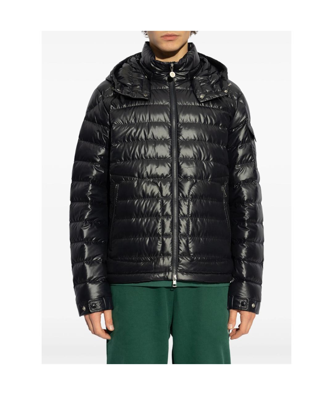 MONCLER Темно-синий полиэстеровый пуховик, фото 5