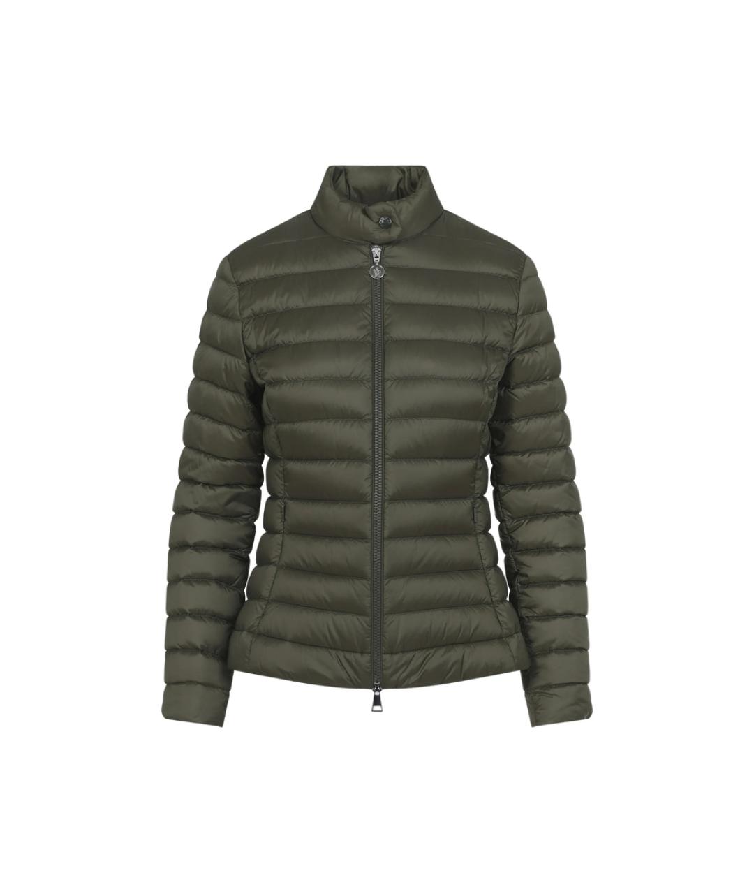 MONCLER Зеленый полиэстеровый пуховик, фото 1